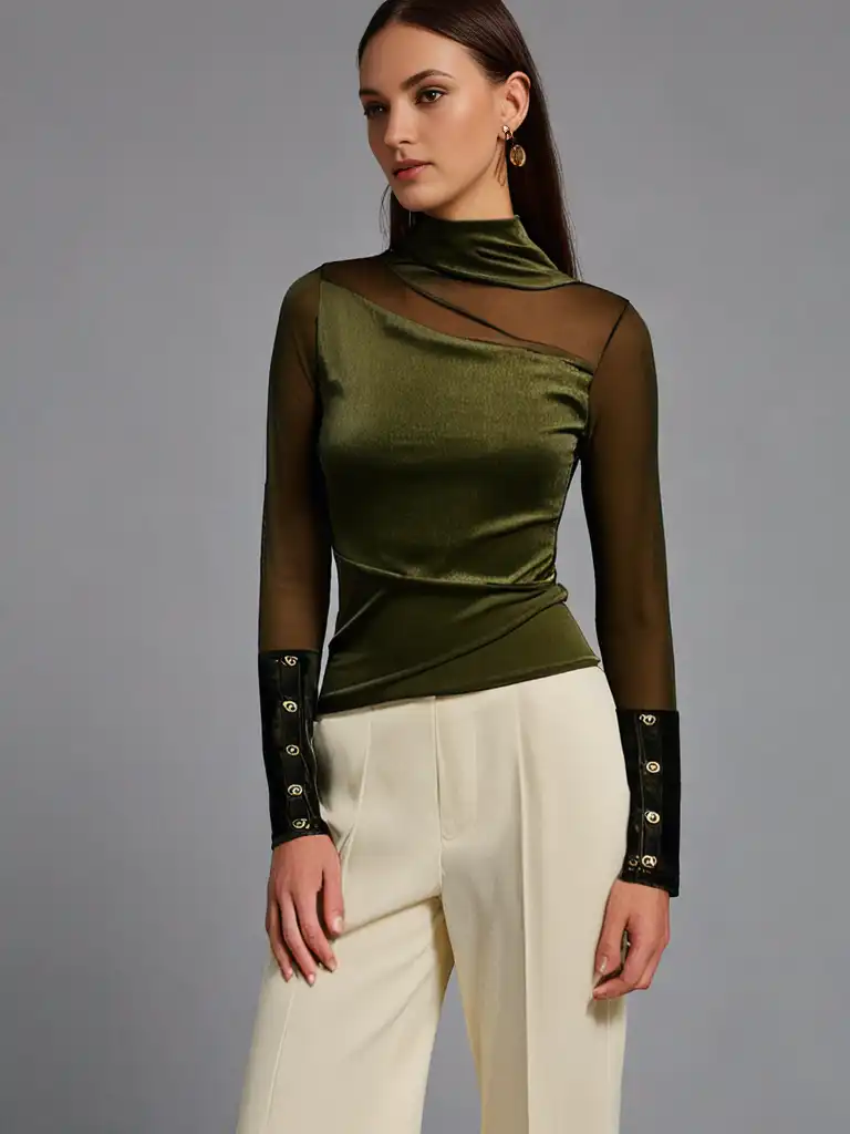 Women's Trendy - Velvet Mesh Grace Top