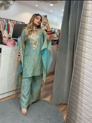 Trendy Party Wear Co - ord set - REAL MIRROR EMBROIDERED SUIT