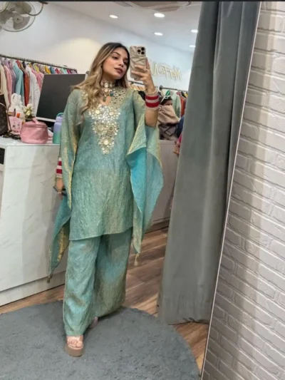 Trendy Party Wear Co - ord set - REAL MIRROR EMBROIDERED SUIT