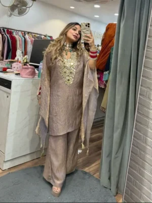 Trendy Party Wear Co - ord set - REAL MIRROR EMBROIDERED SUIT