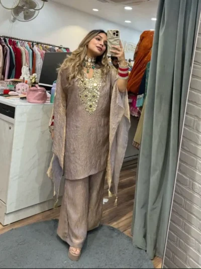 Trendy Party Wear Co - ord set - REAL MIRROR EMBROIDERED SUIT