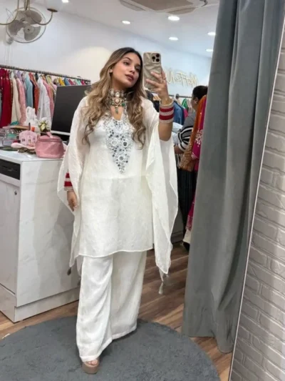 Trendy Party Wear Co - ord set - REAL MIRROR EMBROIDERED SUIT