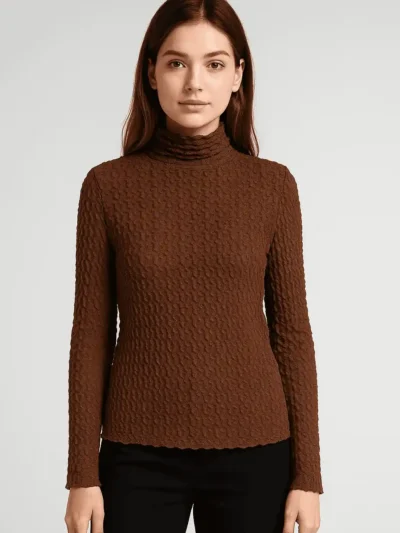 Cozy And Stylish High Neck Top - Crinkle High Neck Top