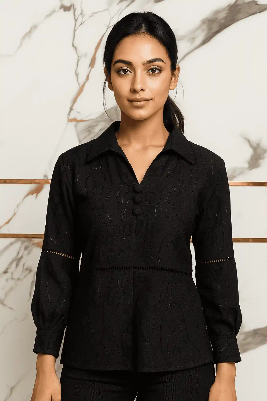 Elegant Printed Top - Artistry in Thread Top