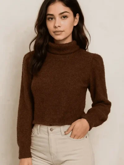 elegant And cozy turtleneck sweater - fuzzy turtleneck sweater