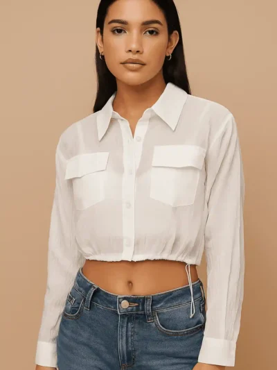 Trendy Crop Shirt - Light Luxe Crop Shirt