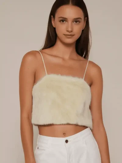 Trendy Crop Top - faux fur crop top