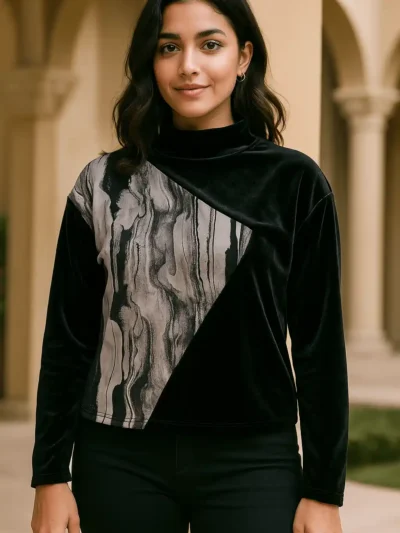 Trendy Velvet T shirt - Urban Patch Velvet T-Shirt