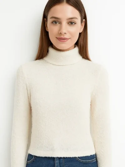 elegant And cozy turtleneck sweater - fuzzy turtleneck sweater