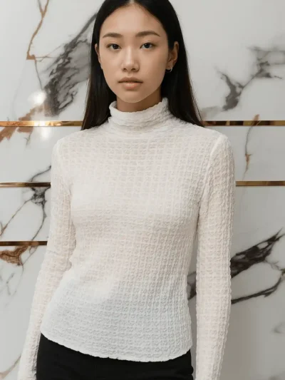 Cozy And Stylish High Neck Top - Crinkle High Neck Top