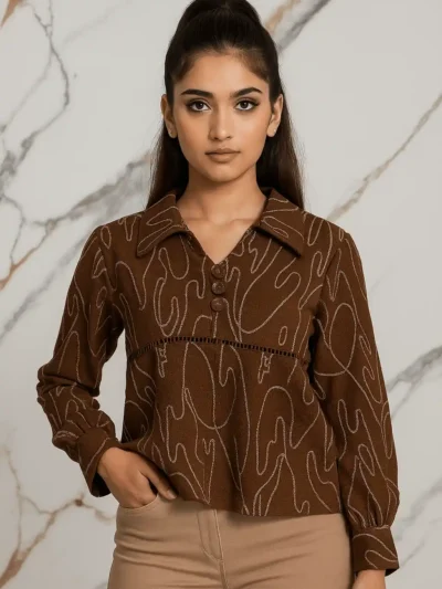 Elegant Printed Top - Artistry in Thread Top