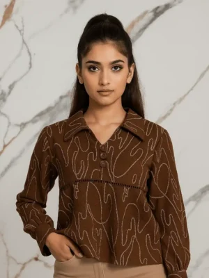 Elegant Printed Top - Artistry in Thread Top