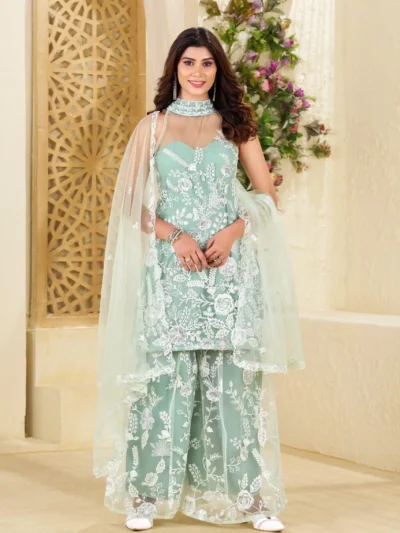 New Trendy Party Wear -TRENDING HULTER NECK KURTA AND PLAZZO