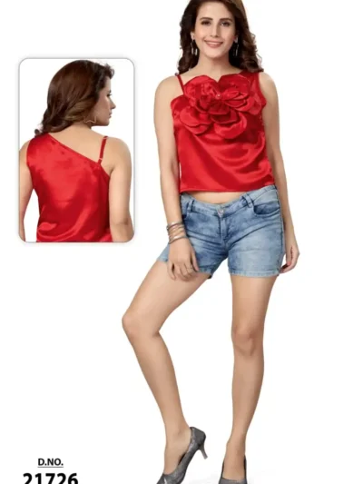 Stylish  Party Wear satin sleeveless top - Scarlet Petal Party Top