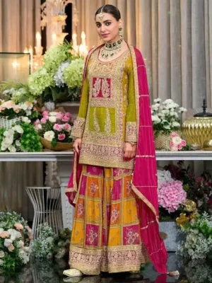 Party Wear Heavy Chinon Silk - Party Wear Plazzo