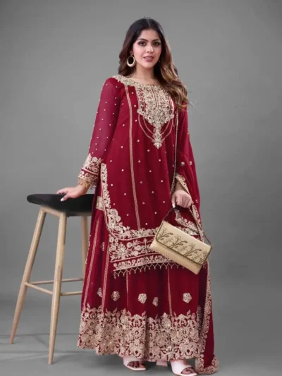 Women's Faux Georgette With Heavy Embroidery Coding Dori - Presenting New Designer Collection
