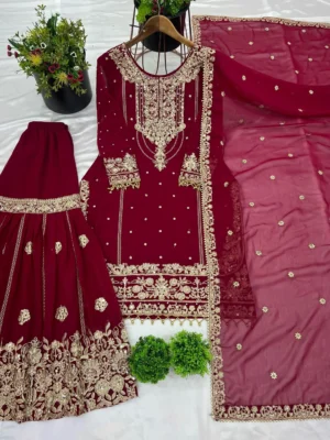 Women's Faux Georgette With Heavy Embroidery Coding Dori - Presenting New Designer Collection