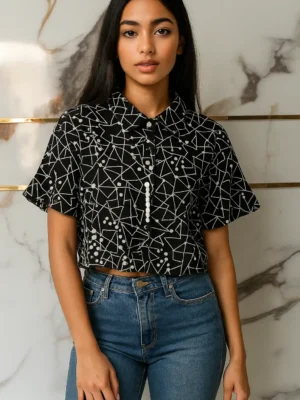 Women's Trendy Crop - Graph Ink Crop