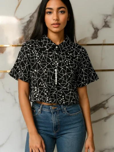 Women's Trendy Crop - Graph Ink Crop