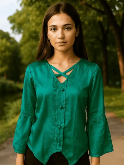 Trendy Satin Top - Criss-Cross Charm Top