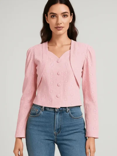 Trendy Top - Rosalie Buttoned Lace Top