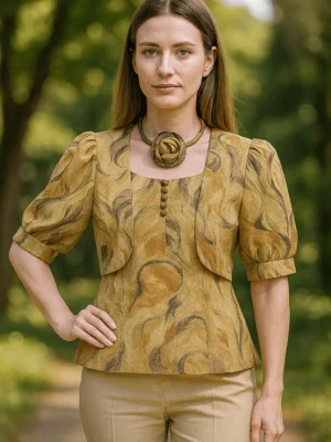 Artistic Abstract Design In Earthy Tones - Abstract Elegance Top