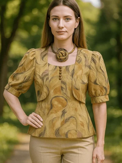 Artistic Abstract Design In Earthy Tones - Abstract Elegance Top