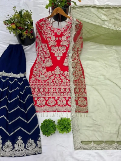 Elegant Plazzo - New Designer Party Wear Look With Heavy Embroidery Work