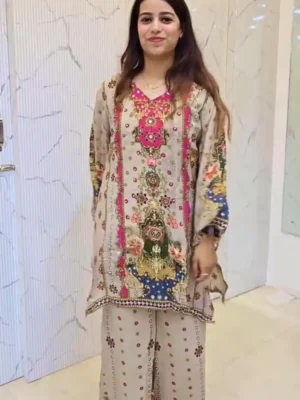 Trendy Silk Satin Co Ord set - pure Satin Silk digital printed Co-ord set