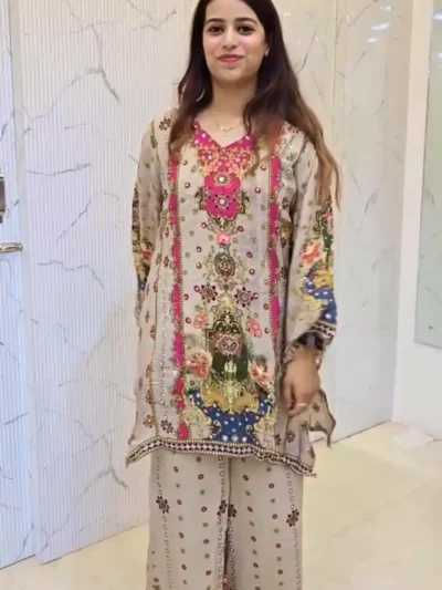 Trendy Silk Satin Co Ord set - pure Satin Silk digital printed Co-ord set