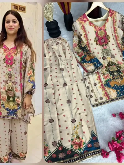 Trendy Silk Satin Co Ord set - pure Satin Silk digital printed Co-ord set