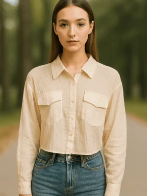 Trendy Crop Shirt - Light Luxe Crop Shirt