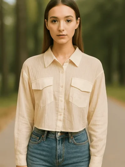 Trendy Crop Shirt - Light Luxe Crop Shirt