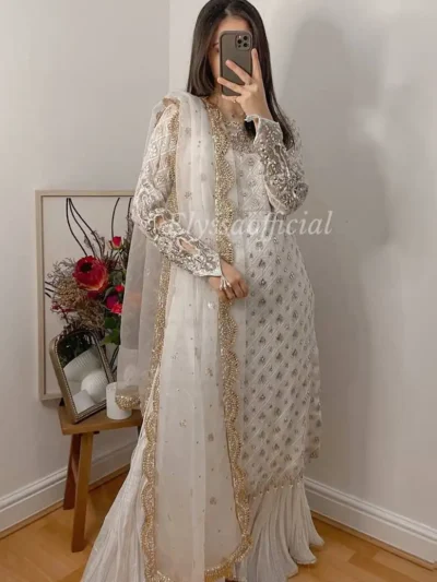 Elegant Heavy Fox Georgette Real Mirror Work - New Designer Party Top Pallazo