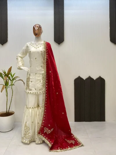White Premium Garara Suit - DESIGNER AND ELEGANCE SARARA SUIT