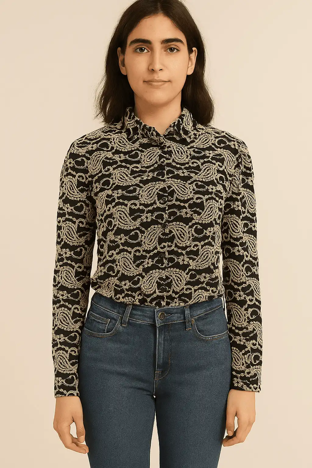 Paisley Charm Shirt Women Self Design - Paisley Charm Shirt