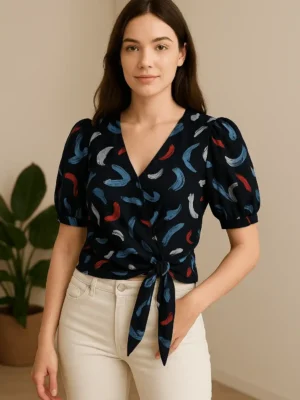 Stylish Wrap crop - Brushstorke Wrap Crop Shirt