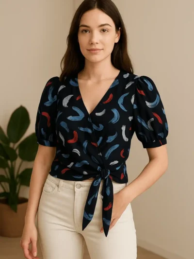 Stylish Wrap crop - Brushstorke Wrap Crop Shirt