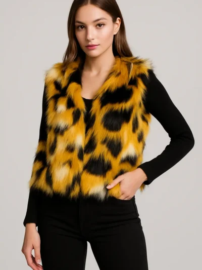 winter Party Wear - faux fur animal print Jackets