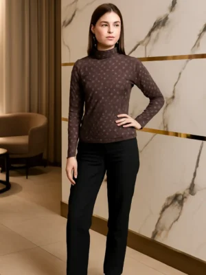 Elegant and cozy Top - Warm Dots High-Neck Top