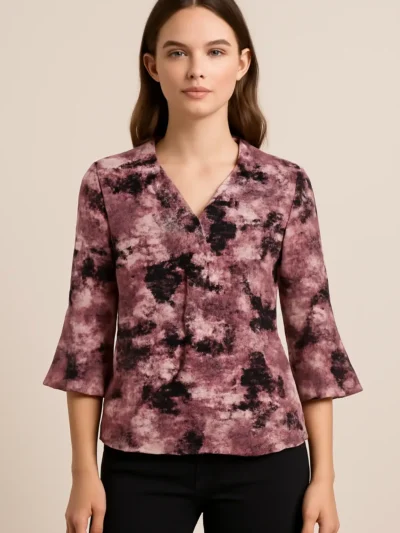 Floral Printed Tie-up V neck - Bell Sleeve Top