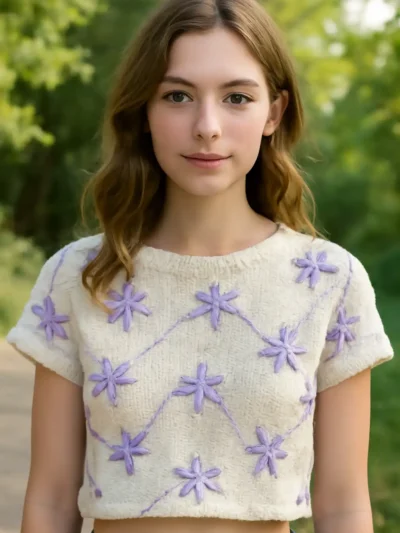 delicate floral embroidery - Crochet Top