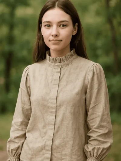 Elegant And high ruffled neckline Top - Vintage Charm Top