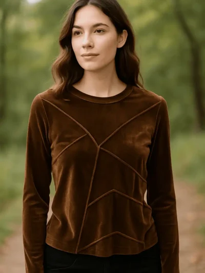 Women Casual Self Design - Premuim Velvet Luxe Top