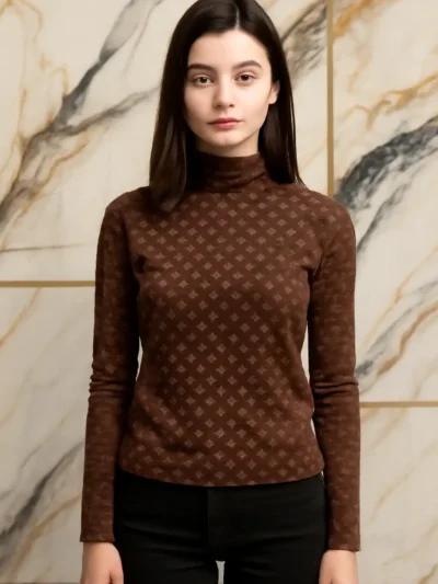Elegant and cozy Top - Warm Dots High-Neck Top