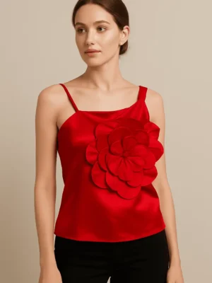Stylish  Party Wear satin sleeveless top - Scarlet Petal Party Top