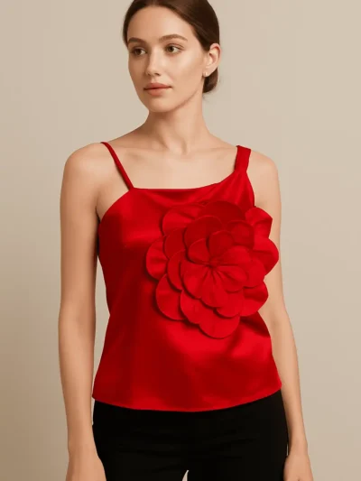 Stylish  Party Wear satin sleeveless top - Scarlet Petal Party Top