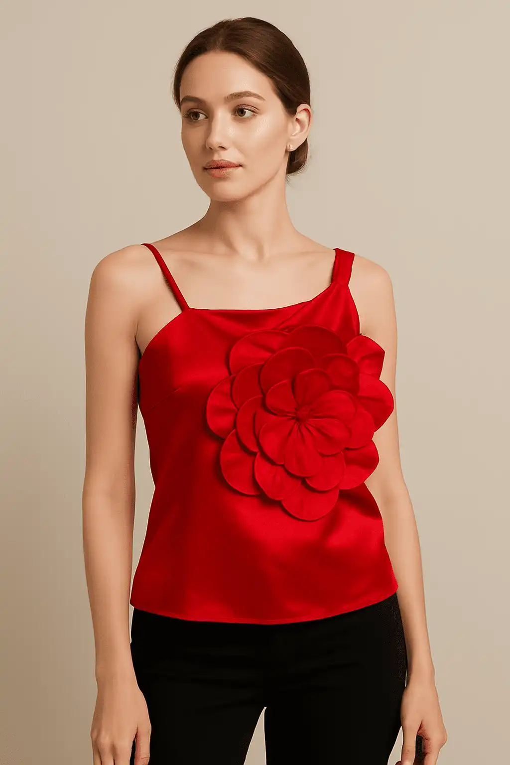 Stylish  Party Wear satin sleeveless top - Scarlet Petal Party Top