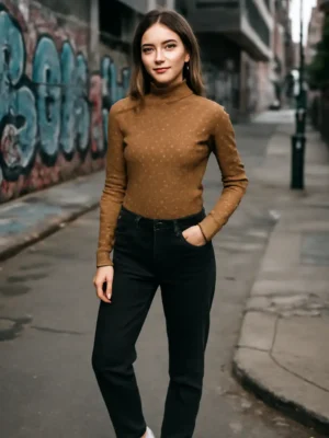 Elegant and cozy Top - Warm Dots High-Neck Top