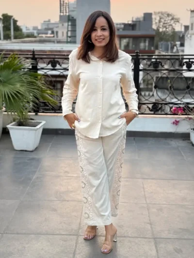 Trendy Party Wear Co - ord set - Premium Designer Schiffli Cordset